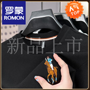 羅蒙（ROMON）華夫格圓領(lǐng)男士長(zhǎng)袖T恤秋季新款濮森拉夫·勞倫馬球刺繡高端衛(wèi)衣 黑色 D26618 M 48