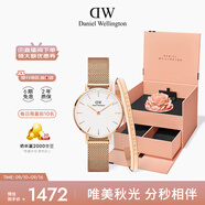 丹尼爾惠靈頓（DanielWellington）DW女表28mm歐美簡約白盤石英腕表七夕禮物DW00100219+小手鐲