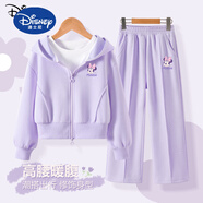 迪士尼（Disney）女童秋季套裝2025新品洋氣春秋運(yùn)動(dòng)服大童女孩衣服兒童秋裝 迪俏皮妮K淺紫+迪俏皮妮淺紫褲 170 cm