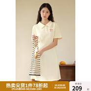 獨(dú)束大碼女裝學(xué)院風(fēng)時(shí)尚減齡連衣裙微胖MM夏日休閑隨性顯瘦POLO裙 米杏色 3XL (尺碼：5)