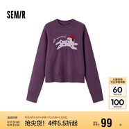森馬（Semir）毛衣女提花衣服趣味潮流2024冬季圓領(lǐng)正肩毛衫甜酷風(fēng)109724107008