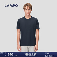藍豹（LAMPO）【抑菌速干系列】夏季涼感短袖圓領透氣打底衫男士t恤 藏青色 L (48)