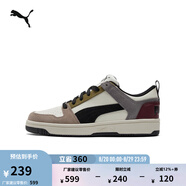 彪馬（PUMA）男女同款經(jīng)典休閑透氣復(fù)古百搭潮流板鞋 REBOUND 370539 米白色-黑色-紫紅色-07 40.5