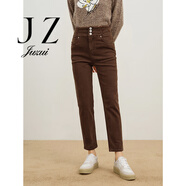 玖姿（JUZUI）商場(chǎng)同款JZ玖姿高腰錐型蘿卜褲女牛仔褲女2023冬季新款JWDD12106 咖啡 XS