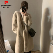 皮爾卡丹（pierre cardin）2025冬季新款仿水貂毛絨加厚環(huán)保皮草長款外套女大衣 杏色 S (90-115斤)