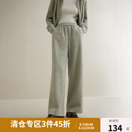 獨束大碼女裝休閑慵懶連帽衛(wèi)衣女套裝冬新款簡約百搭上衣休閑褲套裝 灰豆綠休閑褲 L