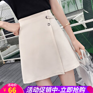 歐貝汐新款春夏秋冬季韓版高腰學(xué)生不規則短裙半身裙女百搭a字裙子女士 杏色 XL