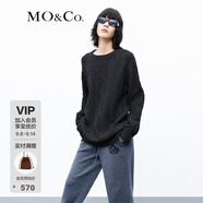 MO&Co.【綿羊毛×牦牛絨】毛衣連衣裙氣質(zhì)高端裙子附裝飾領(lǐng)女 炭黑色 XS 155