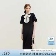 范思藍(lán)恩黑色氣質(zhì)顯瘦連衣裙女夏季法式蝴蝶結(jié)小黑裙設(shè)計(jì)感12619 黑色 L