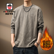 AEMAPE美國蘋(píng)果高端長(cháng)袖t恤男2025秋冬新款復古竹節棉寬松大碼上衣男 W9620卡其加絨t恤 XL 碼 150-170斤