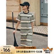 Olrain歐芮兒法式條紋短袖連衣裙女夏季新款寬松撞色開叉通勤T恤裙子 黑白條紋 L