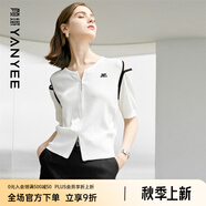 顏域（YANYEE）圓領白色針織衫時尚職業(yè)女裝2024年夏季新款女士上衣拉鏈開衫 白色1 M 38
