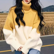 羅蒙（ROMON）毛衣女裝新品2025年冬季打底衫女針織套頭高領(lǐng)女士?jī)?nèi)搭衫針織衫女 圖片色 均碼 （建議80斤-140斤）