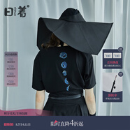 日著原創(chuàng)設計女裝2024夏季新款簡約短袖上衣殘月植絨印花T恤 客路黑 S
