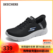 斯凱奇（Skechers）男鞋秋季Slip ins閃穿鞋透氣健步鞋216324 黑色/灰色/BKGY 40