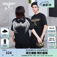 BOY LONDON【金翼鎖鏈】夏季短袖情侶款翅膀燙金潮牌圓領(lǐng)T恤N01918 黑印銀N01918 經(jīng)典升級 XS