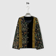 ME HOME YANG【金花佩斯利】新中式手工勾花萬針刺繡時(shí)尚百搭休閑外套 綠野花甸 S (36) (80-100)