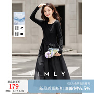 梵希蔓不對稱(chēng)設計氣質(zhì)黑色圓領(lǐng)連衣裙女2025秋季新款正肩長(cháng)袖中裙 A2583 經(jīng)典黑 S （建議90-100斤）