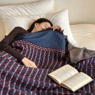 奢曼莎 SIOMURSAR復古紅藍純棉色織紗布流蘇毛毯空調披肩臥室辦公室休閑沙發(fā)蓋毯子 方茴(100%棉 色織紗布毯) 140cm*190cm (重約0.9kg)