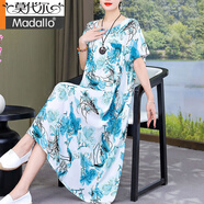 莫代爾棉綢睡裙女夏天胖媽媽連衣裙加肥加大寬松大碼200斤遮肚棉裙子 棉質(zhì)1號色 2XL 建議125-150斤