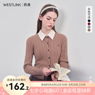 西遇短款針織衫外套女2024年秋季新款學(xué)院風(fēng)長(cháng)袖修身圓領(lǐng)毛衣開(kāi)衫七夕 咖色 XL