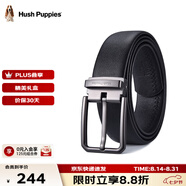 暇步士（Hush Puppies）【禮盒裝】皮帶男士頭層牛皮針扣腰帶新款褲腰帶送男友禮物送老公 高級黑HD-2011024W-572 120cm