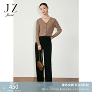 玖姿（JUZUI）時(shí)尚直筒闊腿褲女裝春款職業(yè)通勤簡(jiǎn)約休閑褲黑色 素黑 S
