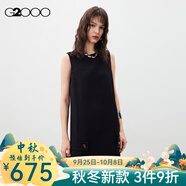 G2000【多面彈性/商場(chǎng)新款】女裝FW25柔軟舒適百搭開(kāi)叉無(wú)袖連衣裙 柔軟彈力-無(wú)袖圓領(lǐng)黑色 XS （32）