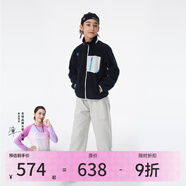 onmygame【彩殼褲】兒童運動長褲男童女童休閑戶外束腳防潑水褲子 暗夜黑外套+云霧灰褲子 110