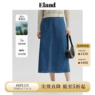 ELAND衣戀牛仔半身裙女高腰大口袋寬松半裙24夏季新款 牛仔色(55)Indigo M 165
