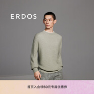 ERDOS 春夏精紡圓領(lǐng)翻花簡約套衫寬松時(shí)尚休閑百搭純色男針織衫 蘆葦綠 XL 180/100A