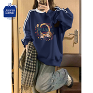 JEANSWEST CLUB真維斯條紋圓領(lǐng)衛(wèi)衣春秋美式寬松無帽上衣oversize小眾設(shè)計(jì)感外套