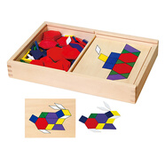 VIGA形狀積木板幼兒童蒙氏教育益智木制七巧板拼圖拼塊連連看形狀積木