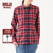 無(wú)印良品 MUJI 女式 新疆棉 輕量法蘭絨 襯衫 W9AC506 紅色X格子 L