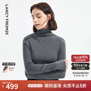 朗姿【秀款 明星同款】純羊毛無(wú)縫針織衫上衣內搭打底衫曠野美拉德女 深灰色 XL
