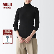 無印良品（MUJI）女式 羅紋可水洗高領(lǐng)毛衣 長袖打底針織衫上衣毛衫 BAG01A1A 黑色 S 155/80A