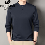 富貴鳥（FUGUINIAO）中年男士長(zhǎng)袖t恤半高領(lǐng)衛(wèi)衣男春秋季上衣2025新款打底衫潮T 藏青色 M