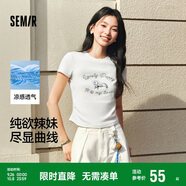 森馬（Semir）涼感T|短袖T恤女短款小狗夏2025小心機修身正肩上衣109325100020