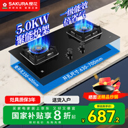 櫻花（SAKURA）燃氣灶天然氣灶煤氣灶雙灶液化氣灶具猛火爐灶臺式嵌入式兩用5.0KW大火力國家補貼20% 【液化氣】B9209大面板多種開(kāi)孔尺寸