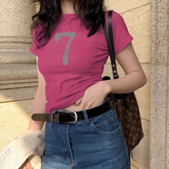 澳顏萊紅短袖T恤女夏2025新款小個(gè)子修身短款上衣 樹(shù)莓色2024/新款/夏/夏季/韓版/顯瘦/夏天/ S (85-95斤)