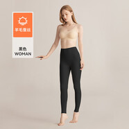 莫代爾輕收腹高腰女士羊毛秋褲女7A抗菌高彈保暖打底褲修身無(wú)痕保暖褲 黑色 M