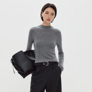 水云間· SHUI YUN JIAN（SEDATE）太陽(yáng)之約水云間灰色小立領(lǐng)毛衣女純羊毛針織衫上衣疊穿 淺灰色 L