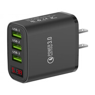 閃步歐規(guī)手機充電器3USB多接口充電頭快充帶屏幕數(shù)顯2.4A3.0適用蘋果小米華為三星德國法國俄羅斯意大 US美規(guī)3USB黑色(數(shù)顯) 大陸日美專用