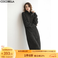 COCOBELLA秋冬新款黑色亮片長(zhǎng)款毛衣裙女高領(lǐng)連衣裙FR3066-2 黑金色 M