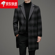 巴寶利亞2025新款外套秋季男高端男士加厚羊毛中長(cháng)款毛呢大衣內膽可脫衛衣 M 170