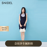 SNIDEL2025秋冬新品氣質(zhì)荷葉領(lǐng)小飛袖領(lǐng)結(jié)針織連衣裙SWNO254253 深藍(lán) 均碼 (F)