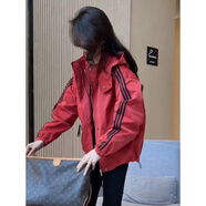 以純（YISHion）休閑百搭工裝外套女春秋季沖鋒衣韓版寬松夾克運動(dòng)棒球服上衣 紅色 M 100斤以?xún)?
                                         title=