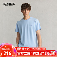 Scofield男士24年夏季新款棉質(zhì)圓領(lǐng)簡約通勤休閑多色修身短袖T恤 淺藍(lán)色 L (175)
