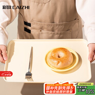 彩致（CAIZHI）長(cháng)方形托盤(pán)茶盤(pán)家用果盤(pán)早餐盤(pán)收納盤(pán)客廳零食盤(pán)大號米黃色CZ6754