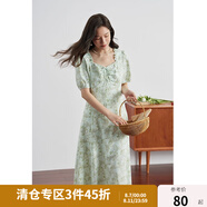 獨(dú)束大碼女裝【長(zhǎng)短款】溫柔碎花連衣裙女夏裝新款胖mm遮肉顯瘦A字裙 漫野綠蹤 M